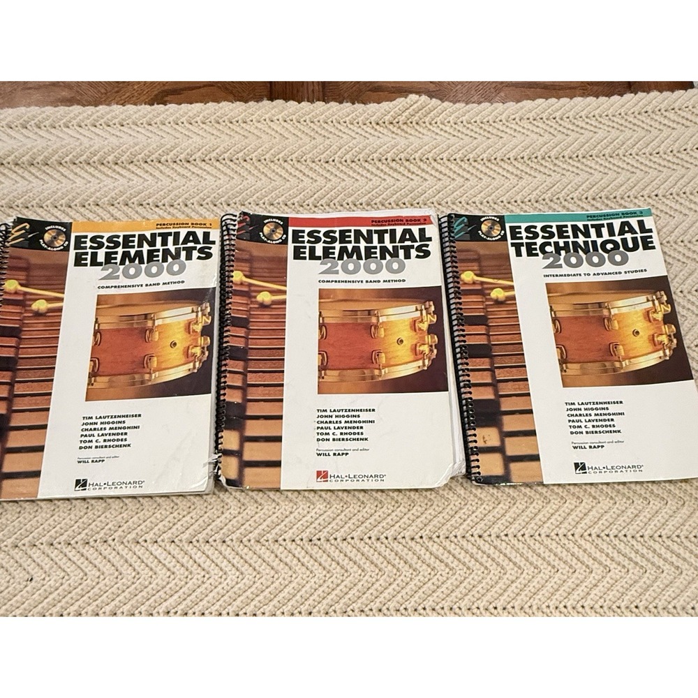 Essential Elements 2000 Percussion Book 1 2 3 Lot Hal Leonard Band Method